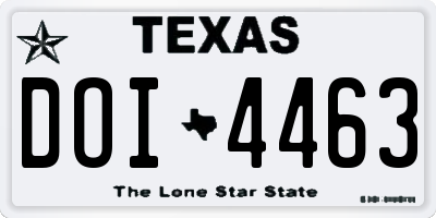 TX license plate DOI4463