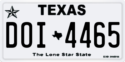 TX license plate DOI4465