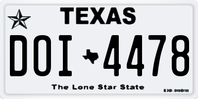 TX license plate DOI4478