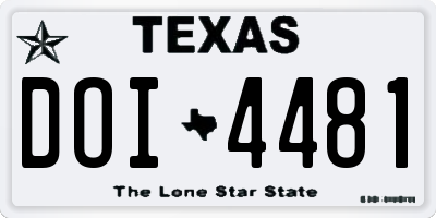 TX license plate DOI4481