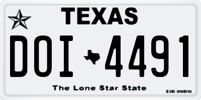 TX license plate DOI4491