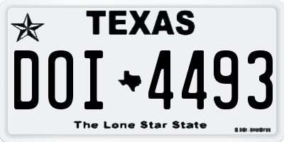 TX license plate DOI4493