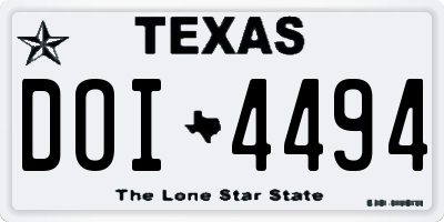 TX license plate DOI4494
