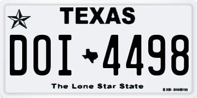 TX license plate DOI4498
