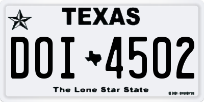 TX license plate DOI4502