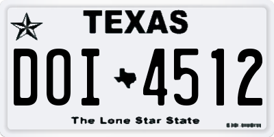 TX license plate DOI4512