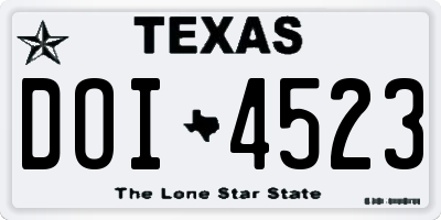 TX license plate DOI4523