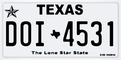 TX license plate DOI4531