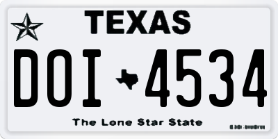 TX license plate DOI4534