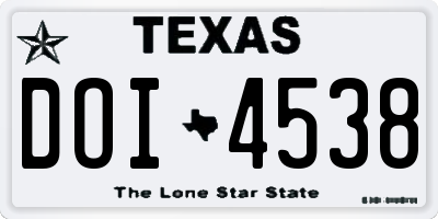TX license plate DOI4538