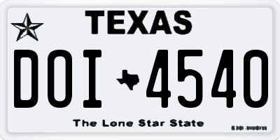 TX license plate DOI4540