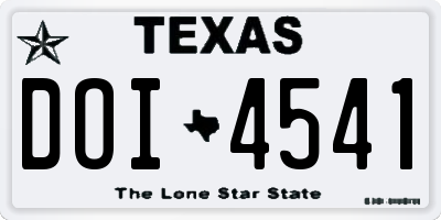 TX license plate DOI4541