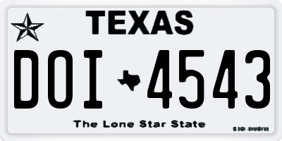 TX license plate DOI4543