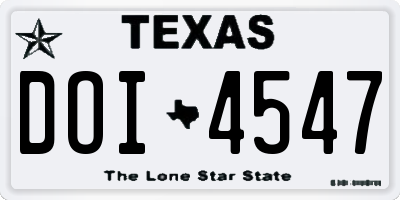 TX license plate DOI4547