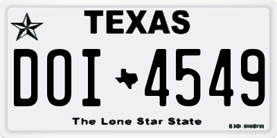 TX license plate DOI4549
