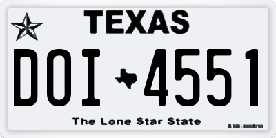TX license plate DOI4551
