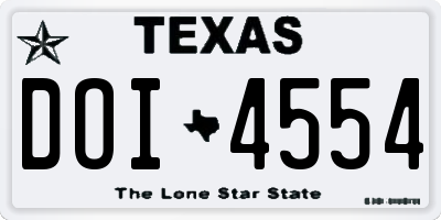TX license plate DOI4554