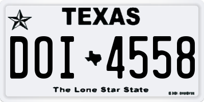 TX license plate DOI4558