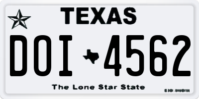 TX license plate DOI4562