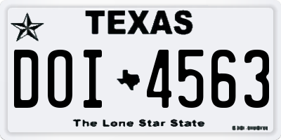 TX license plate DOI4563