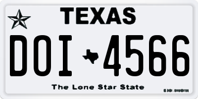 TX license plate DOI4566