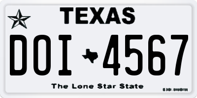 TX license plate DOI4567