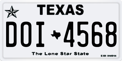 TX license plate DOI4568
