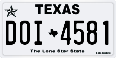 TX license plate DOI4581
