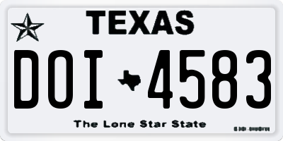 TX license plate DOI4583