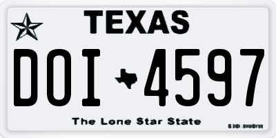 TX license plate DOI4597