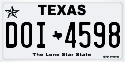 TX license plate DOI4598