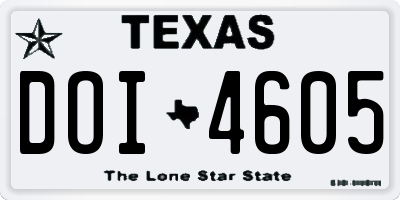 TX license plate DOI4605