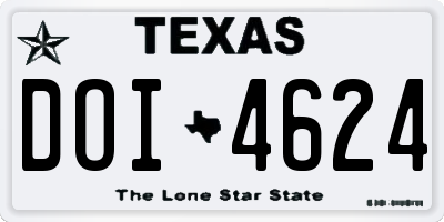 TX license plate DOI4624
