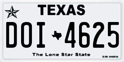 TX license plate DOI4625