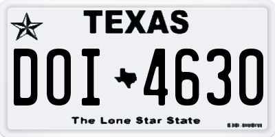 TX license plate DOI4630