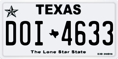 TX license plate DOI4633