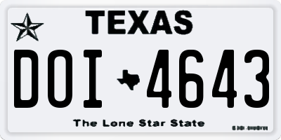 TX license plate DOI4643