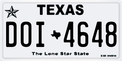 TX license plate DOI4648