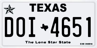 TX license plate DOI4651