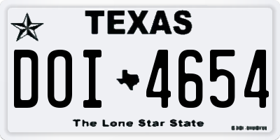TX license plate DOI4654