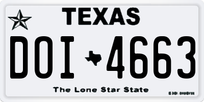 TX license plate DOI4663