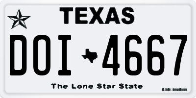 TX license plate DOI4667