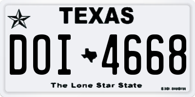 TX license plate DOI4668