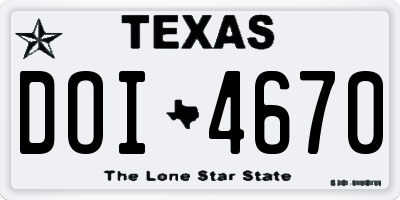 TX license plate DOI4670