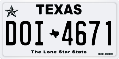 TX license plate DOI4671