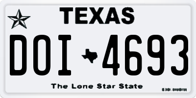TX license plate DOI4693