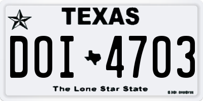 TX license plate DOI4703