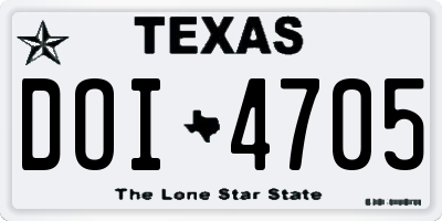TX license plate DOI4705