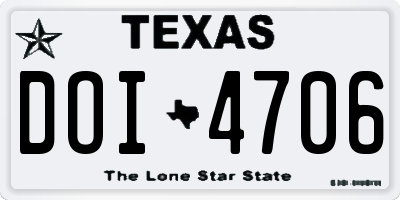 TX license plate DOI4706