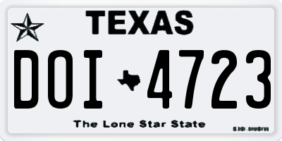 TX license plate DOI4723
